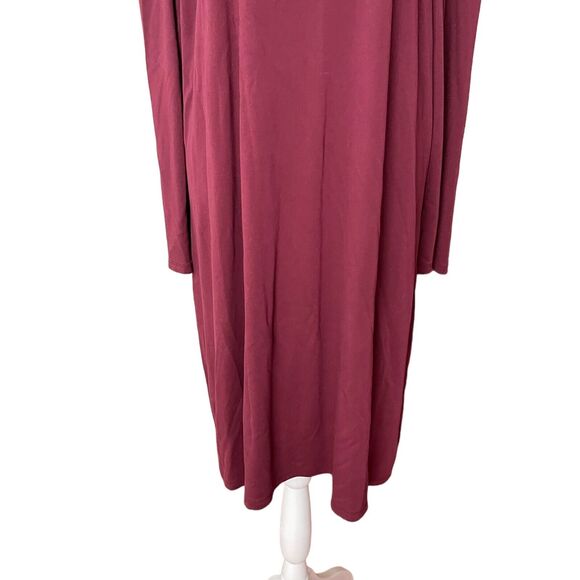 Old Navy Plus 2XL Shift Dress Long Sleeve Knit Wine Maroon Keyhole Back - Picture 6 of 11